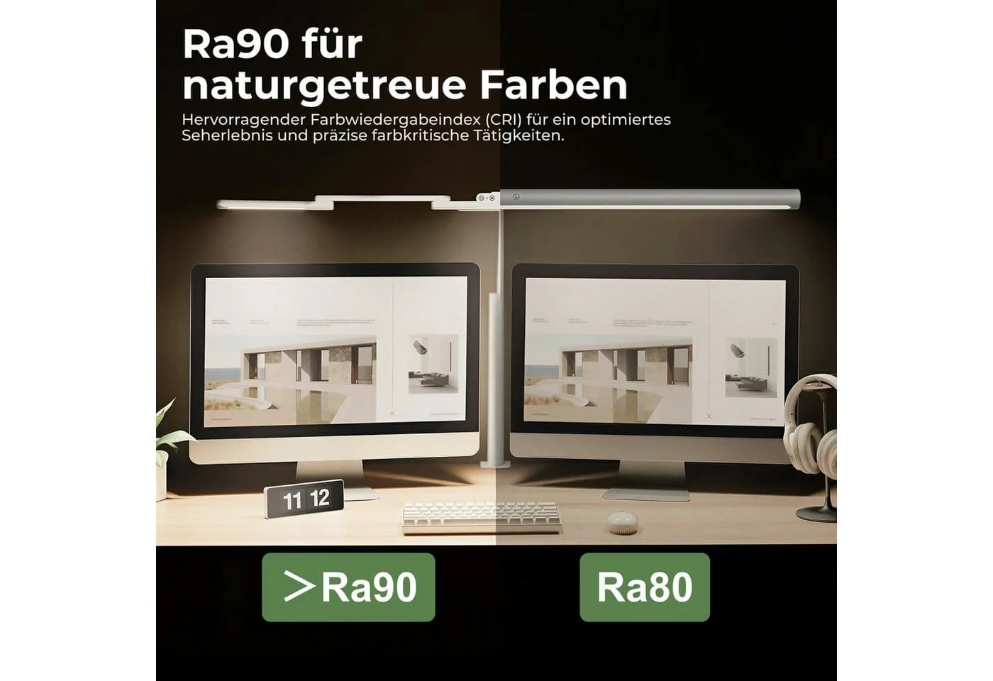 HOKO LUKAS LED Schreibtischlampe mit Klemme, Weiß, Dimmbar - Bild 4