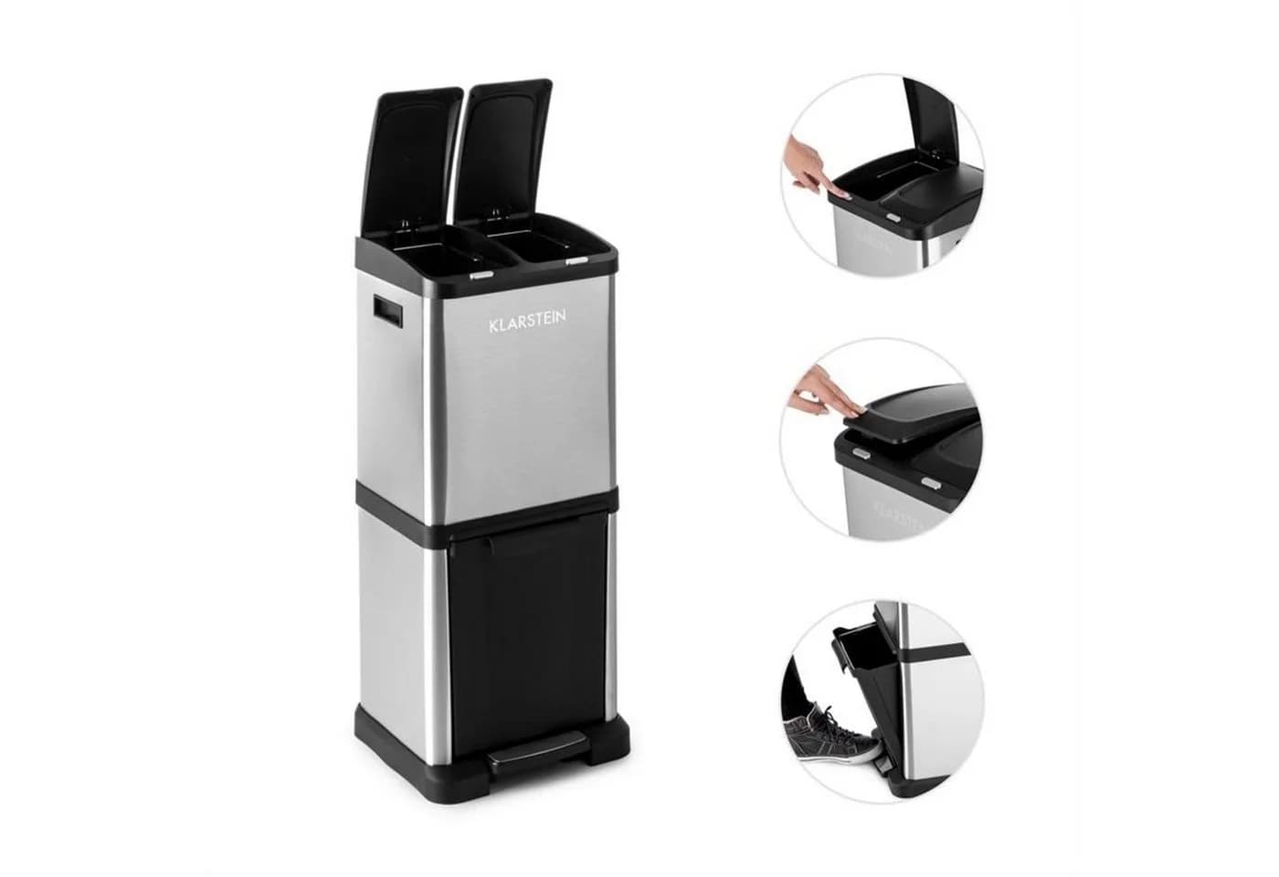 Klarstein Mülltrennsystem Ökosystem² Edelstahl Fußpedal 30L - Bild 5