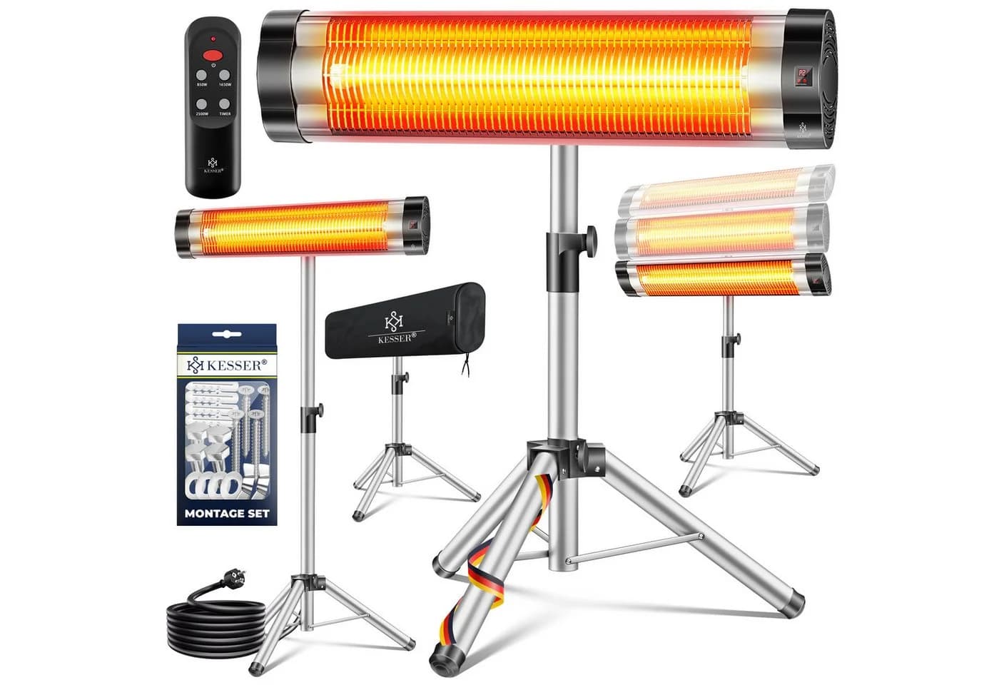 KESSER Infrarotstrahler 2500W mit Stativ und Fernbedienung - Bild 2