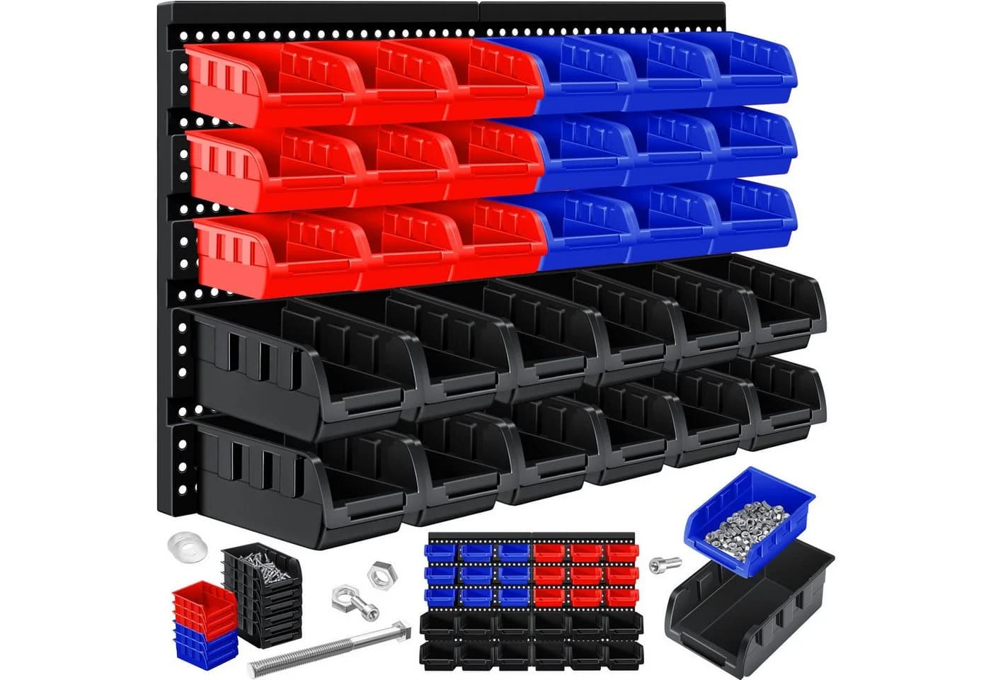MASKO Stapelboxen-Set 32tlg. Wandregal Schwarz/Rot - Bild 2