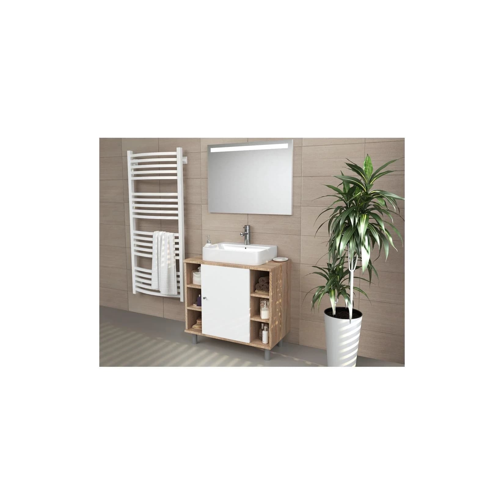 Vicco Waschbeckenunterschrank Fynn Sonoma Weiß 60 cm
