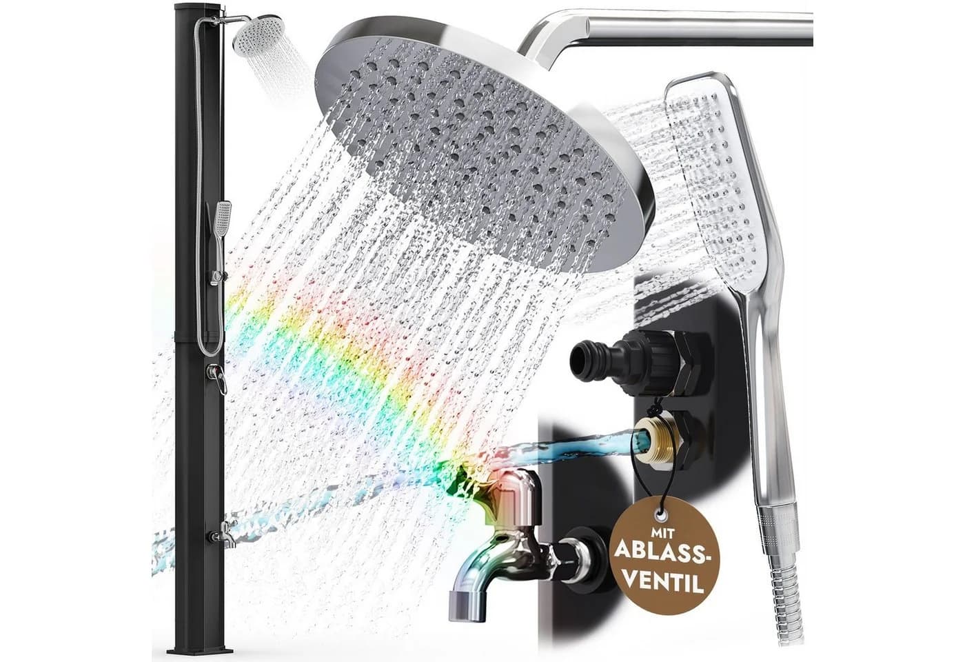 dirks-traumbad Gartendusche Solar 35l Schwarz mit Handbrause & Fußdusche - Bild 2