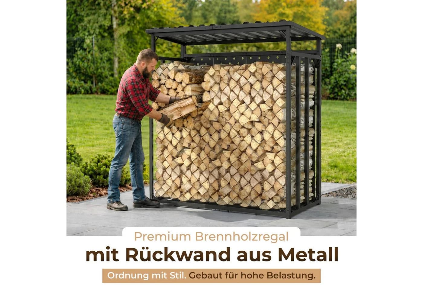 LAWA Living and Lifestyle Kaminholzregal Außen Schwarz Metall - Bild 3