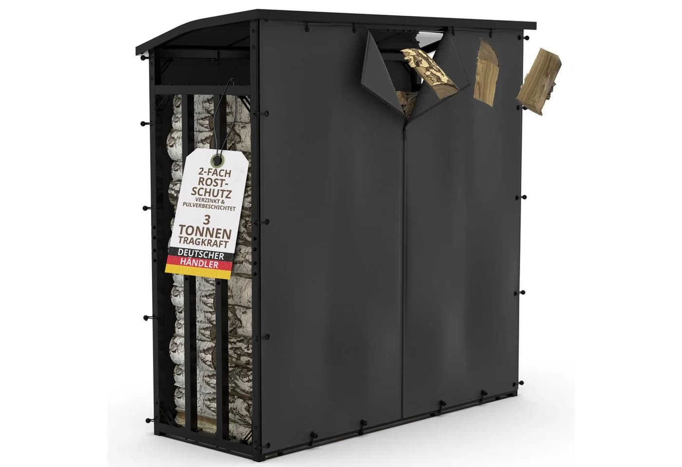 LAWA Living and Lifestyle Kaminholzregal Metall Schwarz Wetterfest - Bild 2