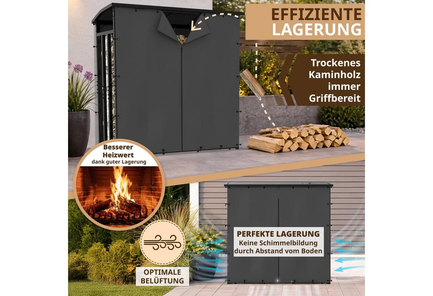 LAWA Living and Lifestyle Kaminholzregal Metall Schwarz Wetterfest - Bild 5