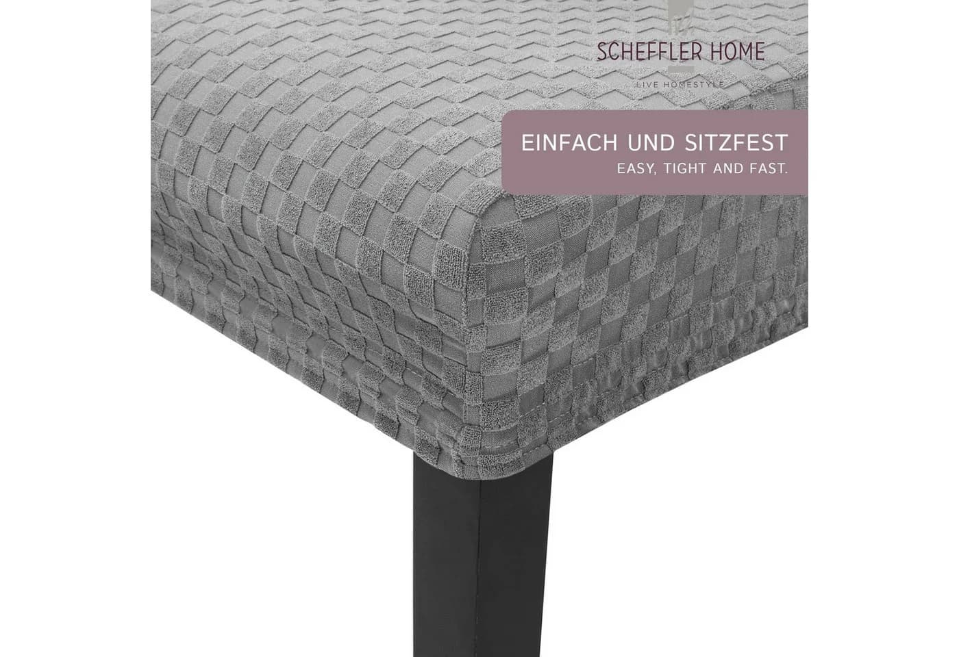 Scheffler-Home Stuhlhusse Emil Grau Flanell Abnehmbar Waschbar