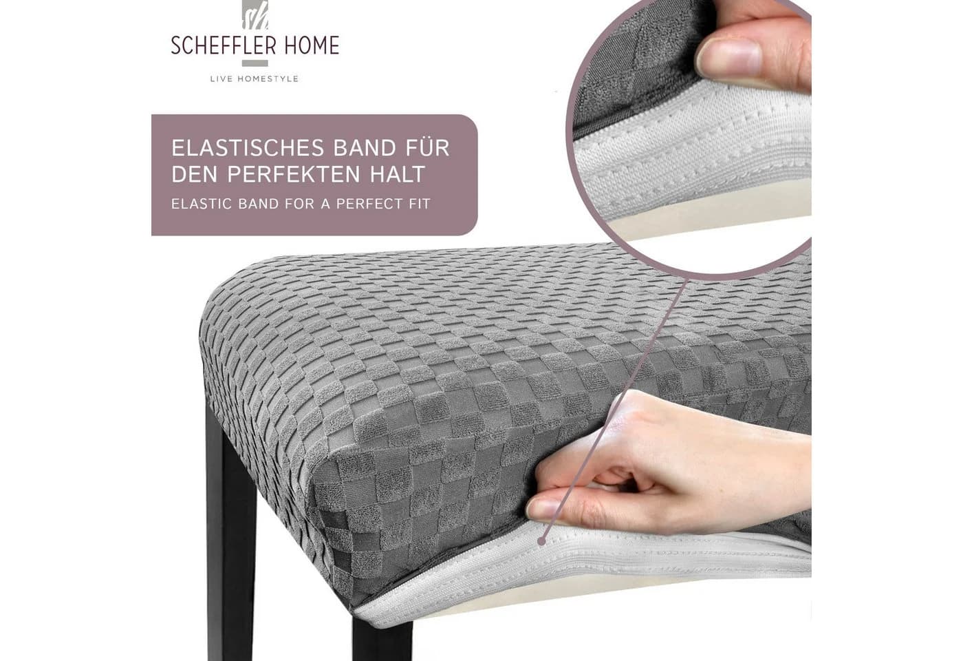 Scheffler-Home Stuhlhusse Emil Grau Flanell Abnehmbar Waschbar - Bild 3