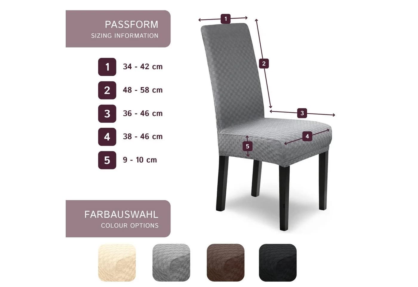 Scheffler-Home Stuhlhusse Emil Grau Flanell Abnehmbar Waschbar - Bild 4