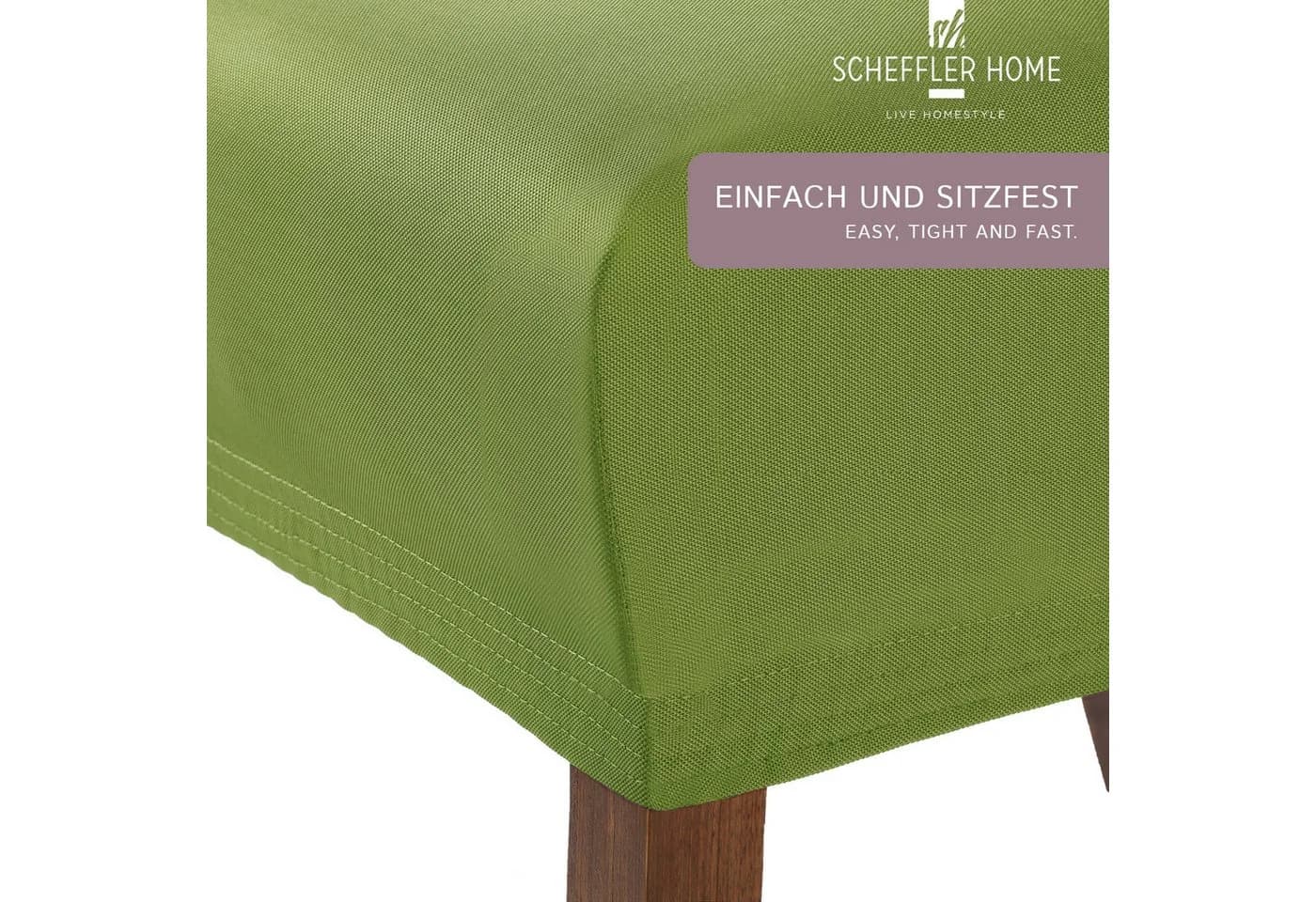 Scheffler-Home Stuhlhusse Moderner Stuhlbezug "Marie" Grün mit Lotuseffekt