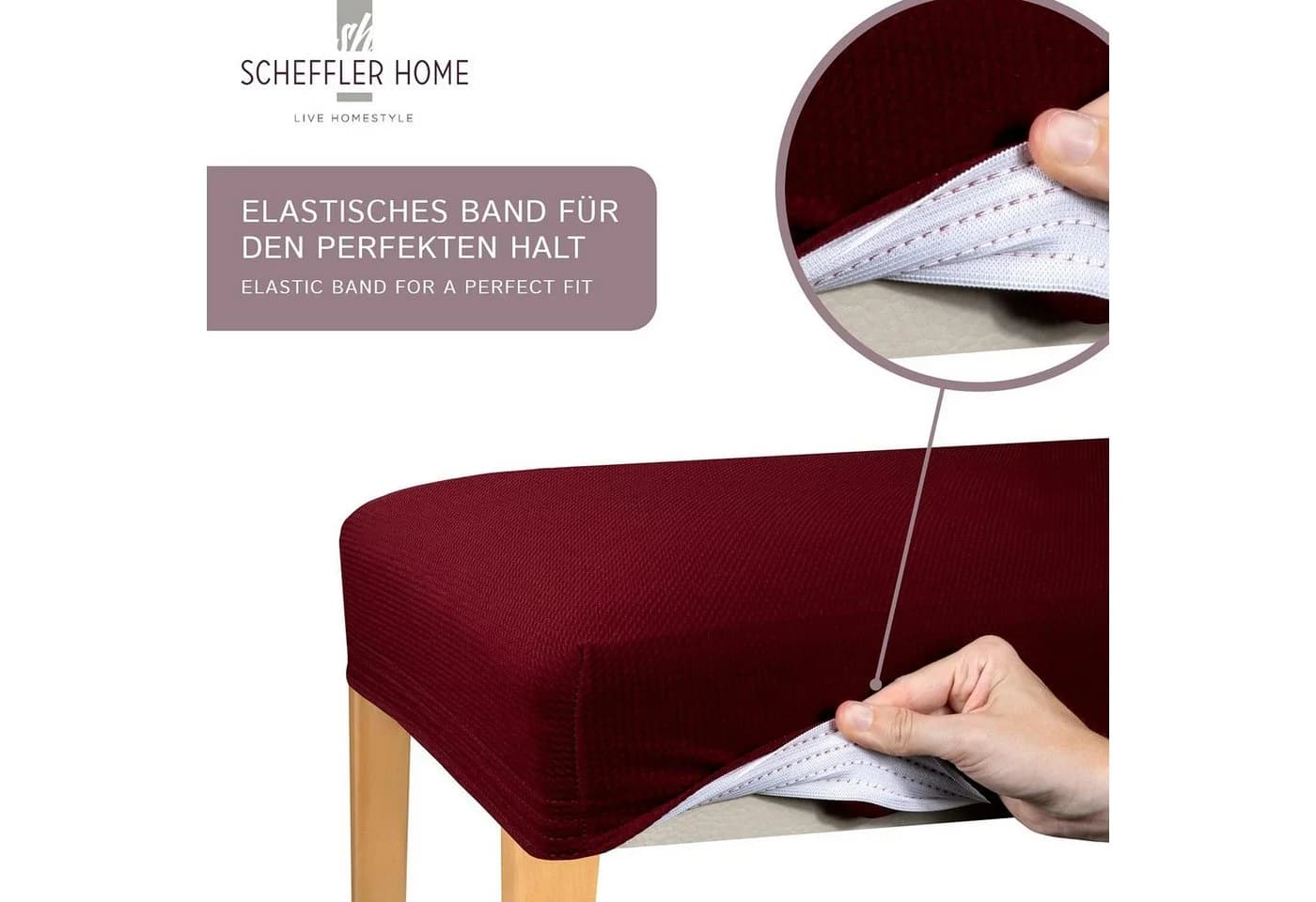 Scheffler-Home Stuhlhusse Moderner Stuhlbezug Mia Blau Microfaser - Bild 5