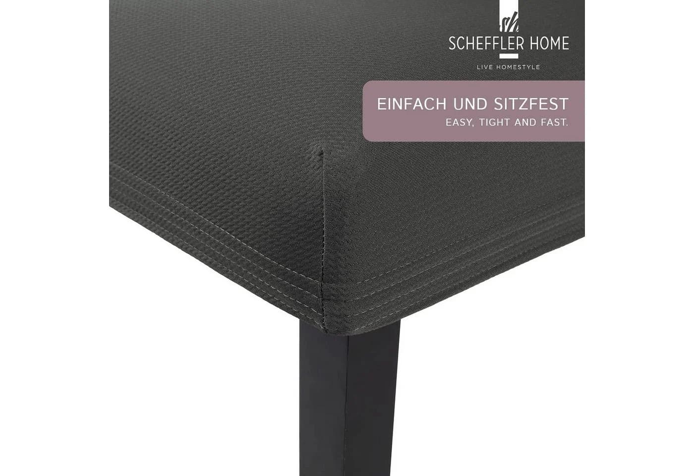 Scheffler-Home Stuhlhusse Modern Grau Microfaser Spannbezug - Bild 5