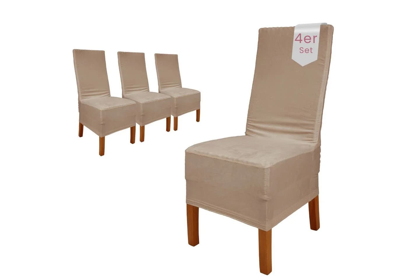 Scheffler Home Stuhlhusse VelvetFit Puma – Elastischer Stuhlbezug für Große Stühle - Bild 2