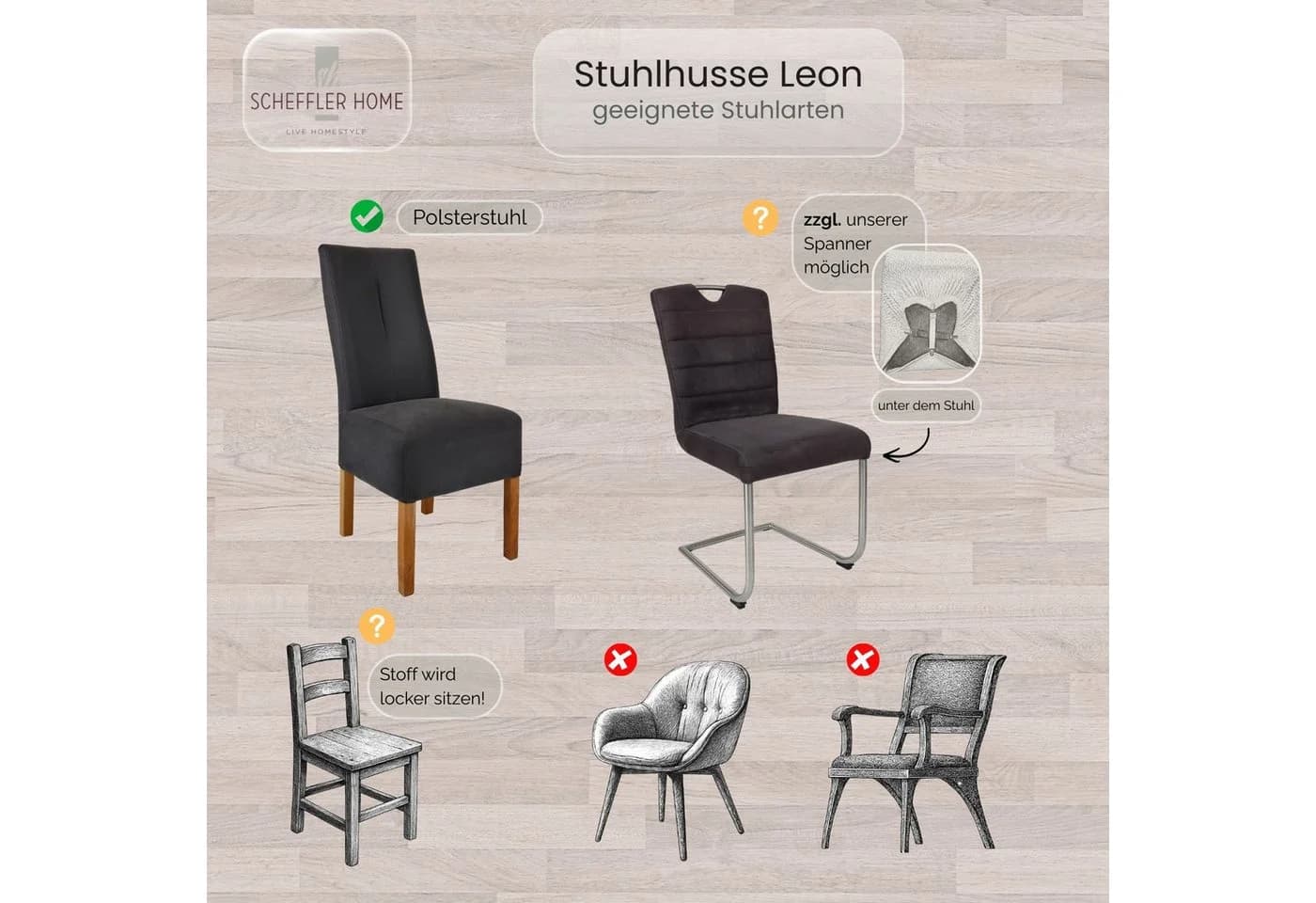 Scheffler Home Stuhlhusse Leon Beige Veltara Microfaser - Bild 5