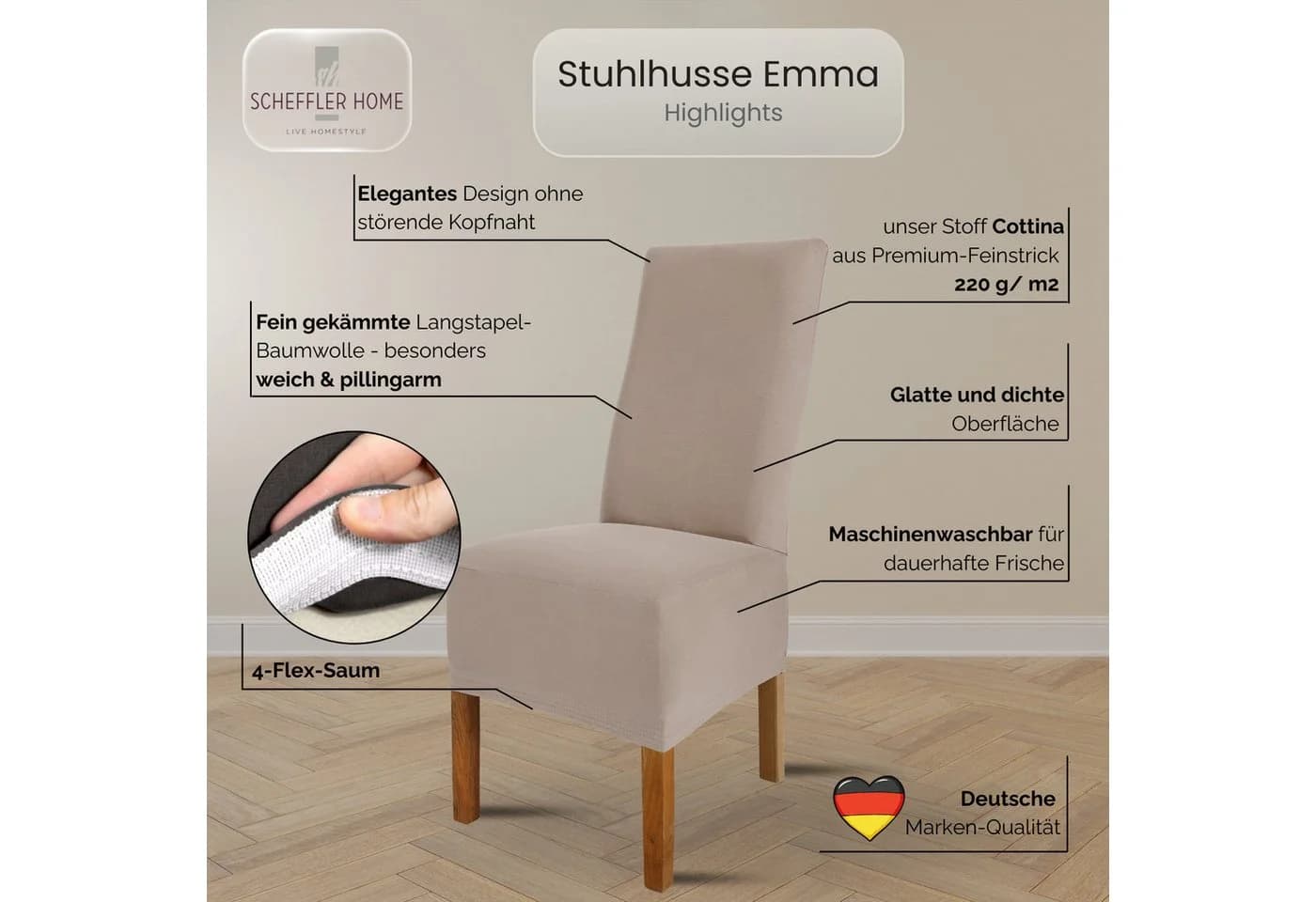 SCHEFFLER-HOME LIVE HOMESTYLE Stuhlhusse Emma Baumwolle - Bild 3