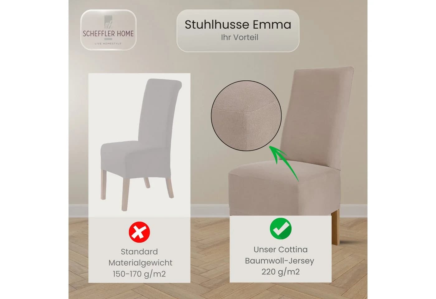 SCHEFFLER-HOME LIVE HOMESTYLE Stuhlhusse Emma Baumwolle - Bild 4