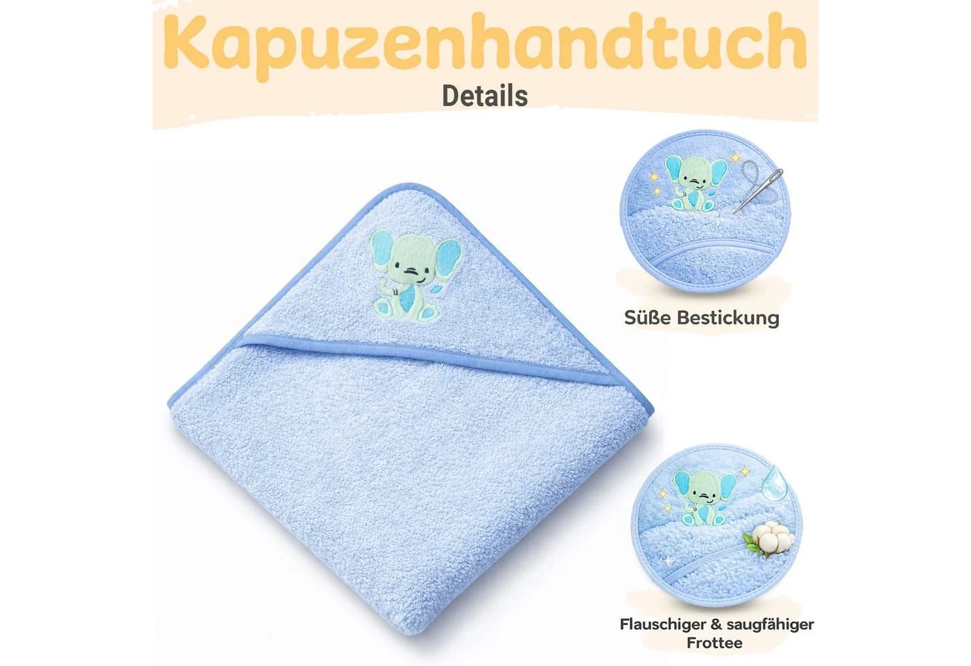 Babykajo Kapuzenhandtuch Blau mit Waschlappen - Bild 3