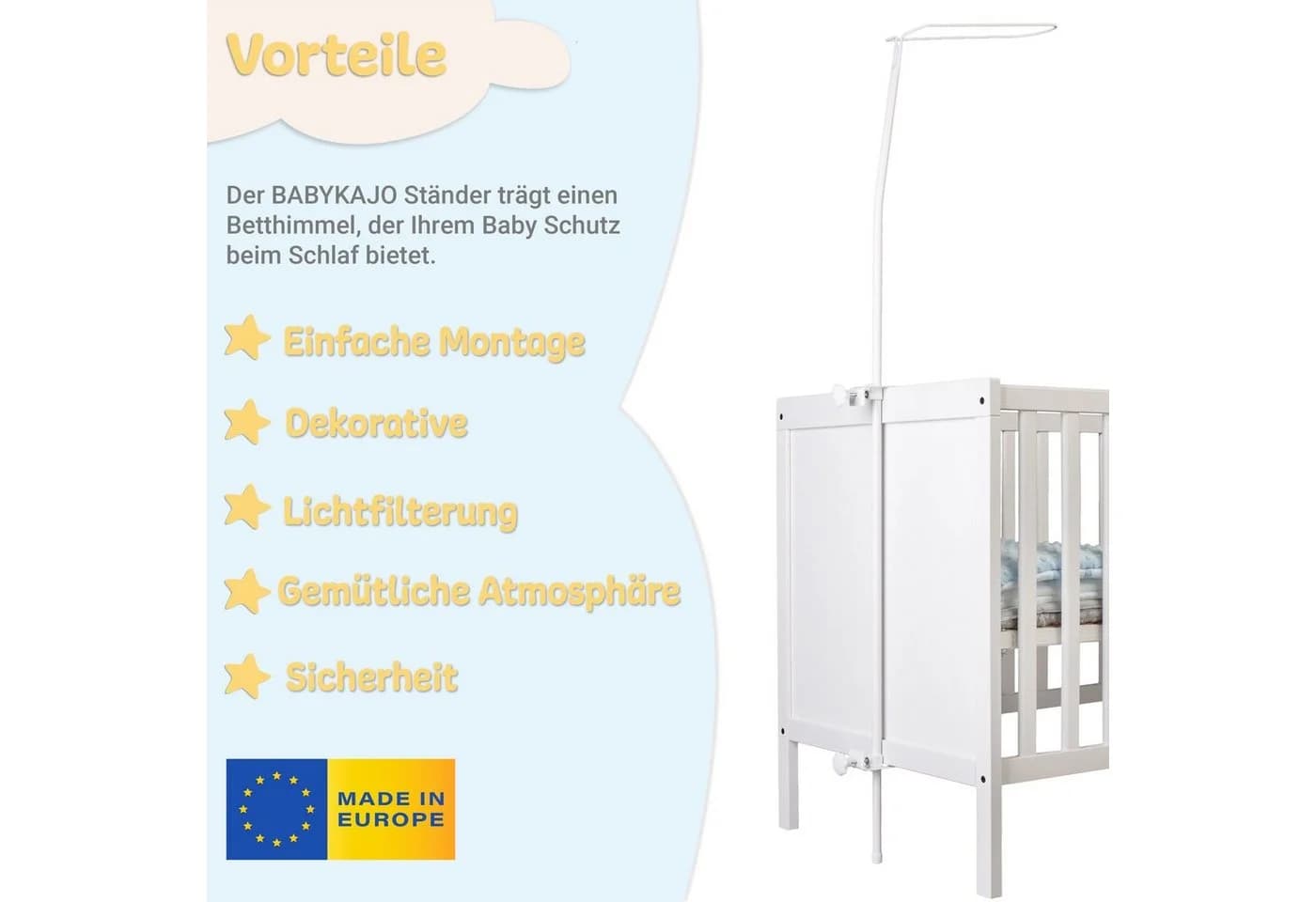 Babykajo Betthimmel Stange 5-tlg Weiß Universell Passend