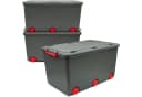 Babykajo Aufbewahrungsbox 3er Set mit Rollen 50L Schwarz/Rot Bild 2