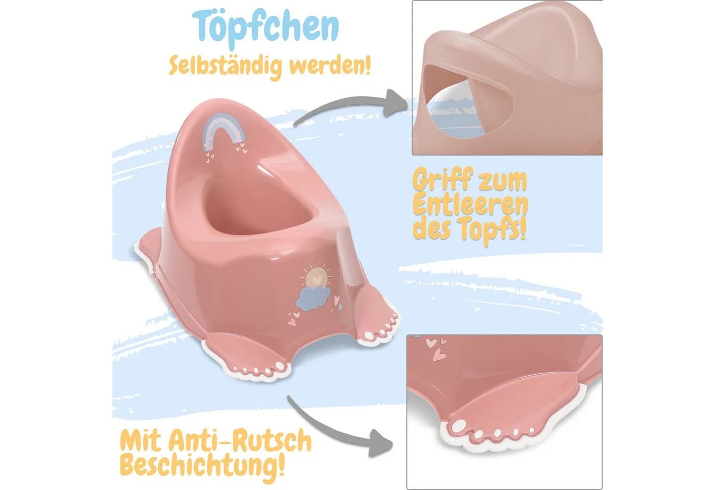Babykajo Töpfchen Rot BPA-frei mit Griff & Anti-Rutsch-Füßchen TÜV geprüft - Bild 3