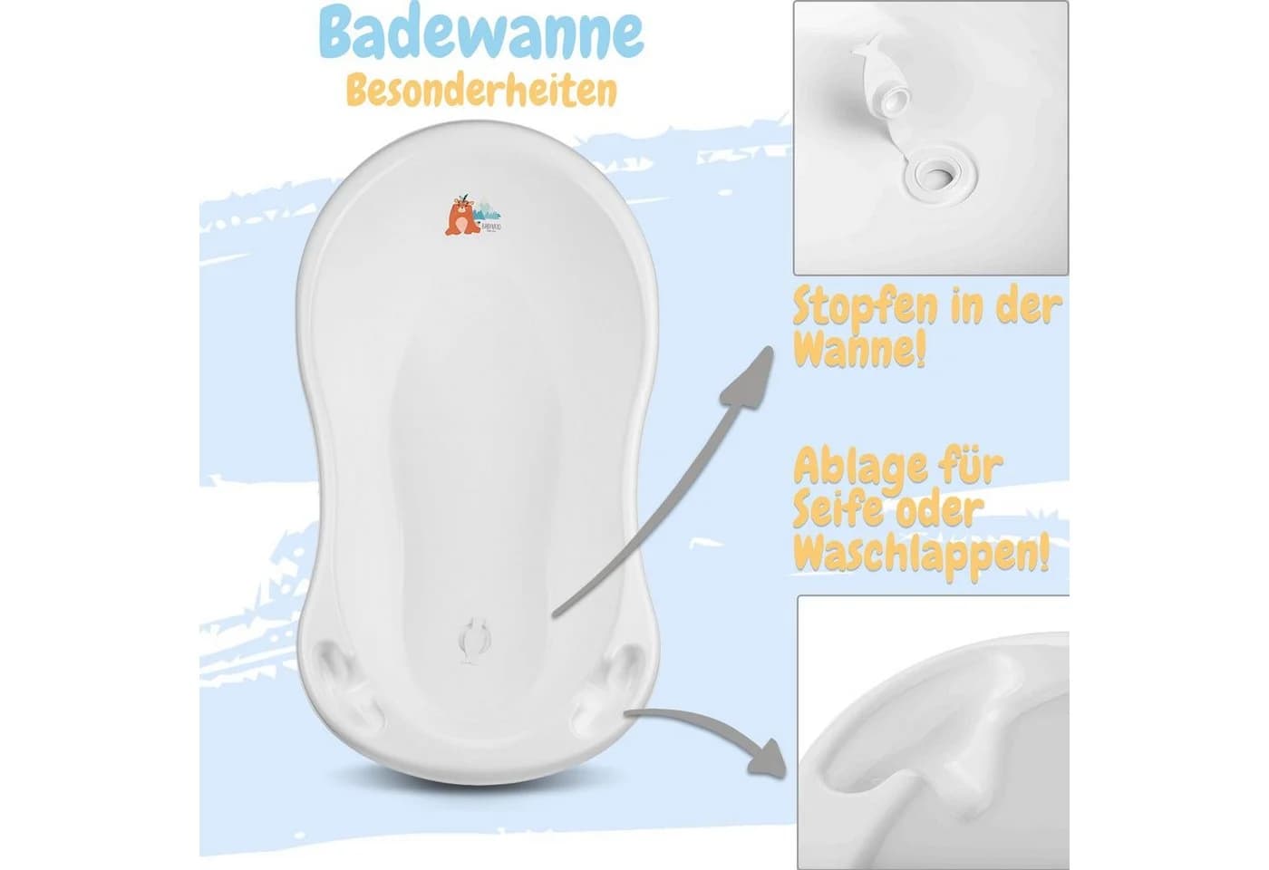 Babykajo Babybadewanne Komplett-Set Weiß mit Wanneneinsatz - Bild 4
