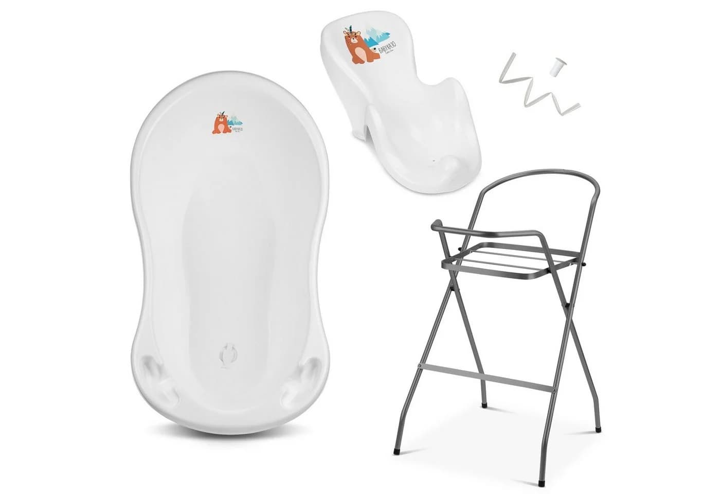 Babykajo Babybadewanne Set 4-tlg. Weiß mit Ständer - Bild 2