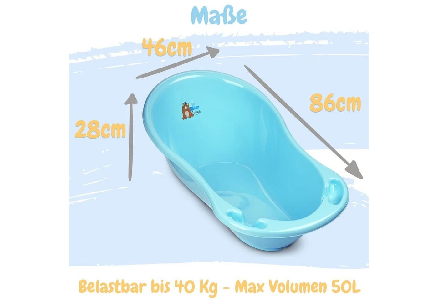 Babykajo Babybadewanne BPA-frei TÜV Zertifiziert Bärchen Blau - Bild 4