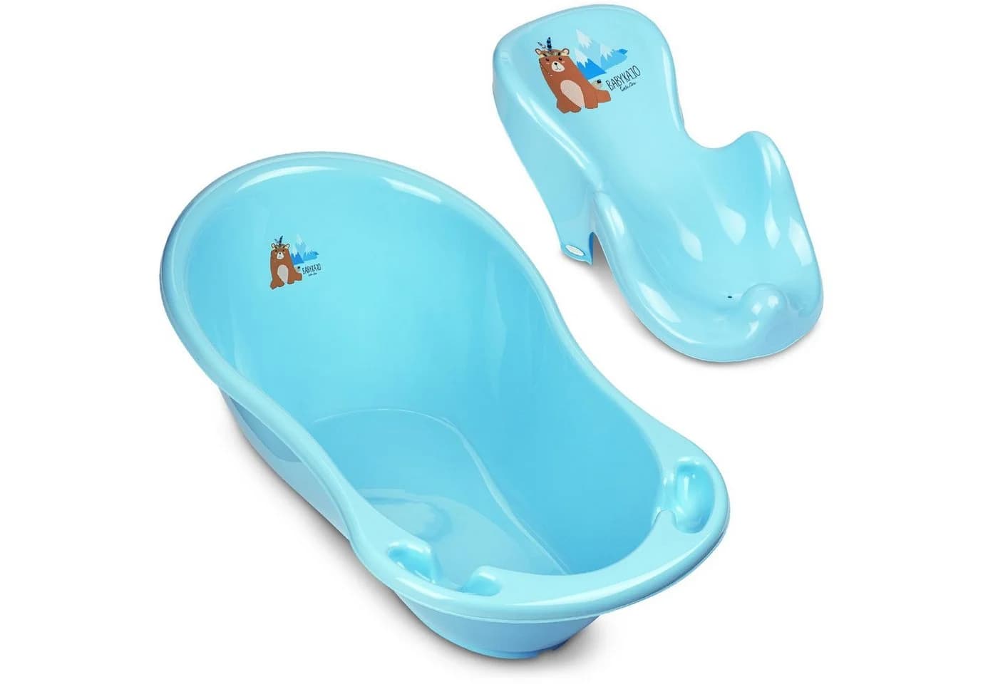 Babykajo Babybadewanne Komplett-Set 2-tlg. Bärchen blau mit Badesitz - Bild 2