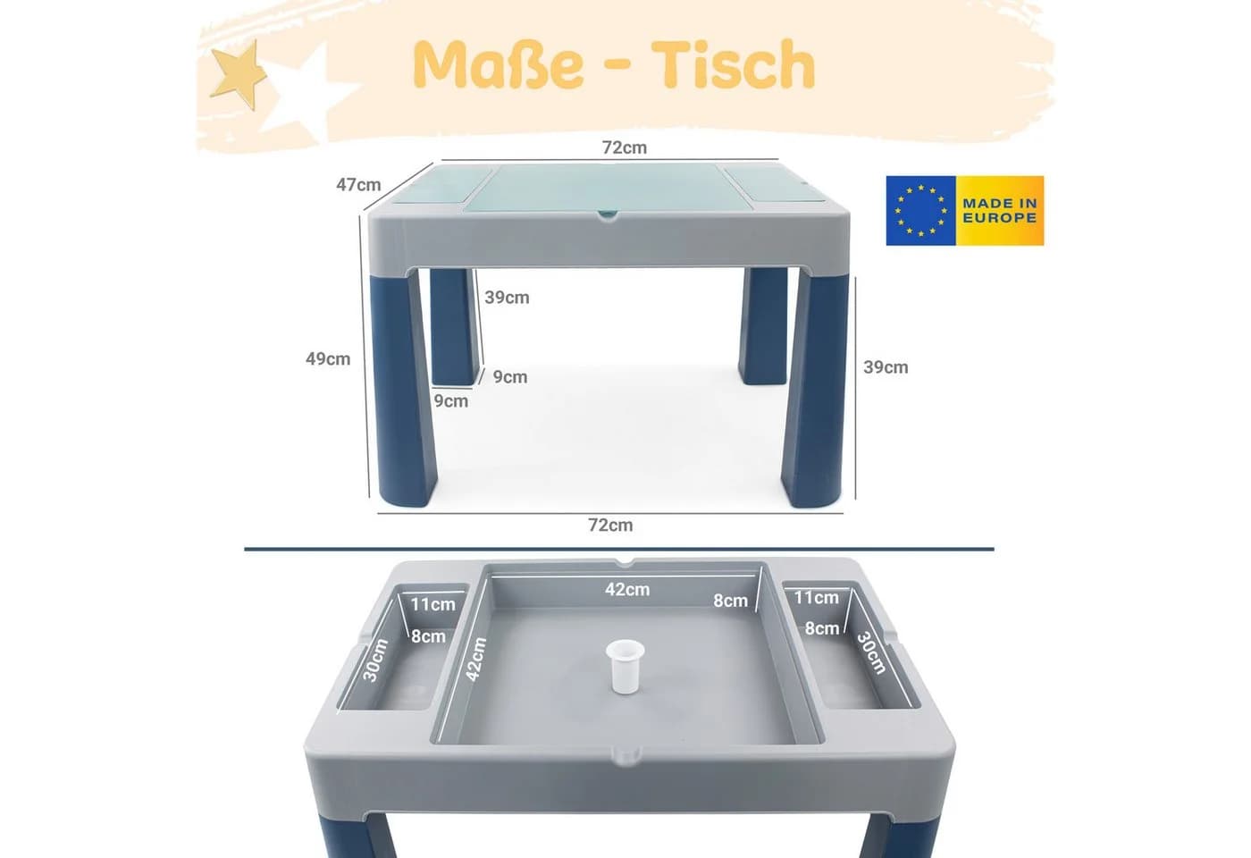Babykajo Spieltisch Set 3-tlg. Kindertisch mit 2 Stühlen - Spieltisch für In- und Outdoor - Bild 4