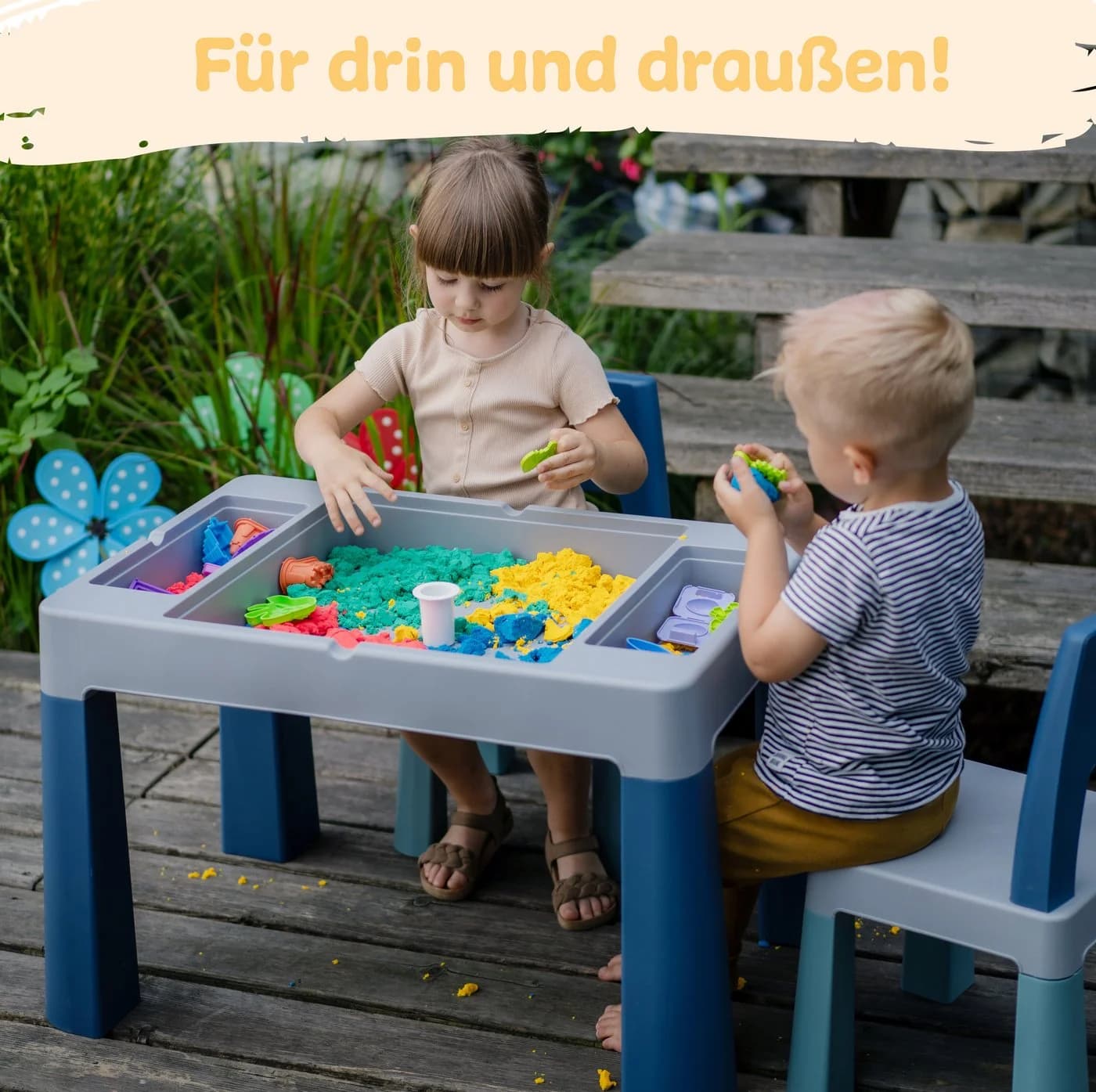 Babykajo Spieltisch Set 3-tlg. Kindertisch mit 2 Stühlen - Spieltisch für In- und Outdoor - Bild 5