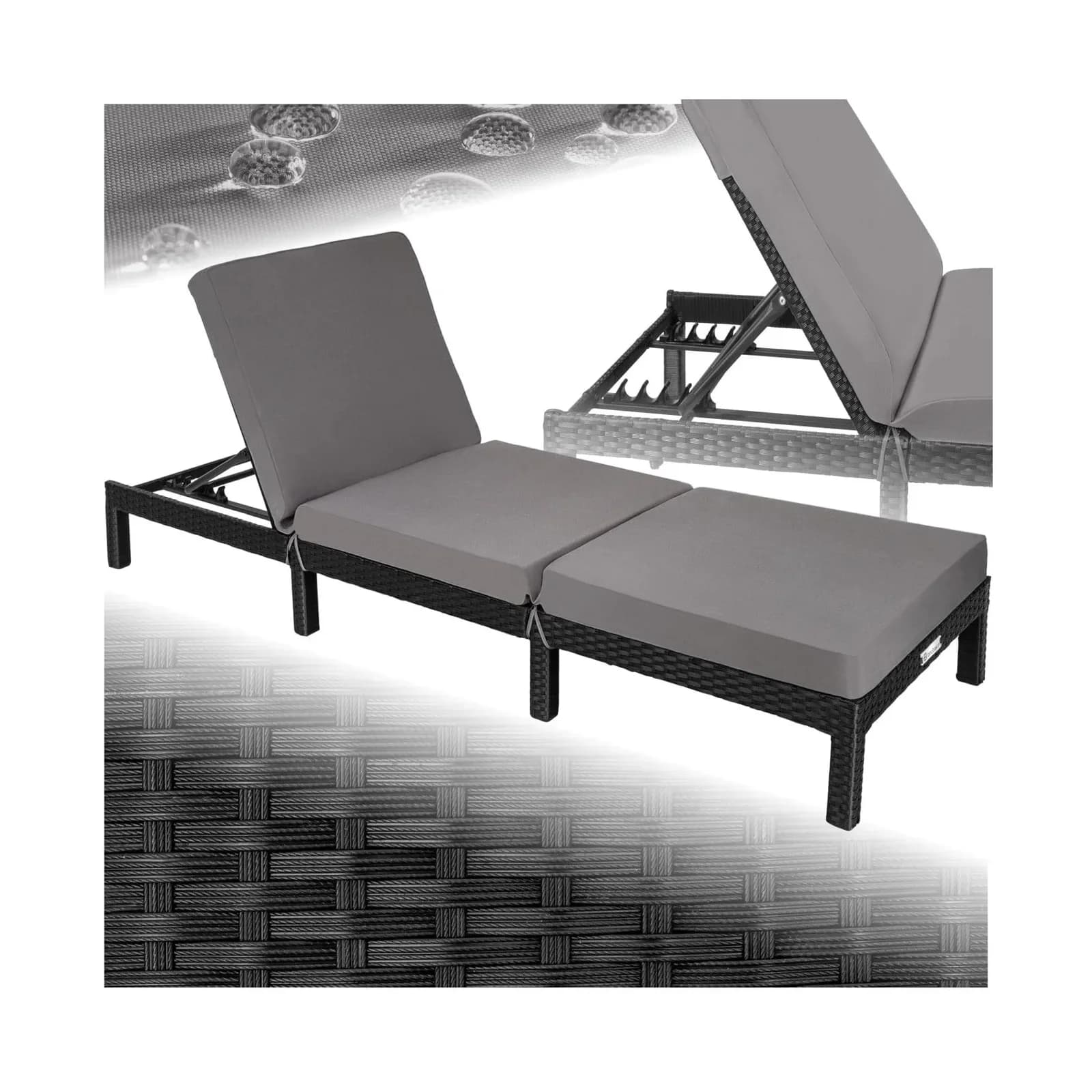 tectake Rattan Sonnenliege 6-fach verstellbar Braun