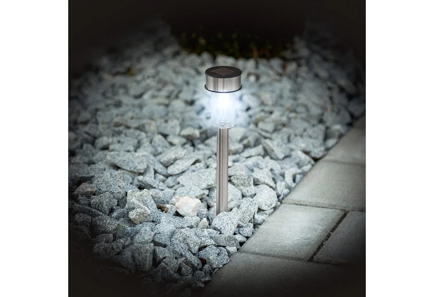 tectake LED Gartenstrahler 24-er Set Solarlampen Edelstahl Kaltweiß