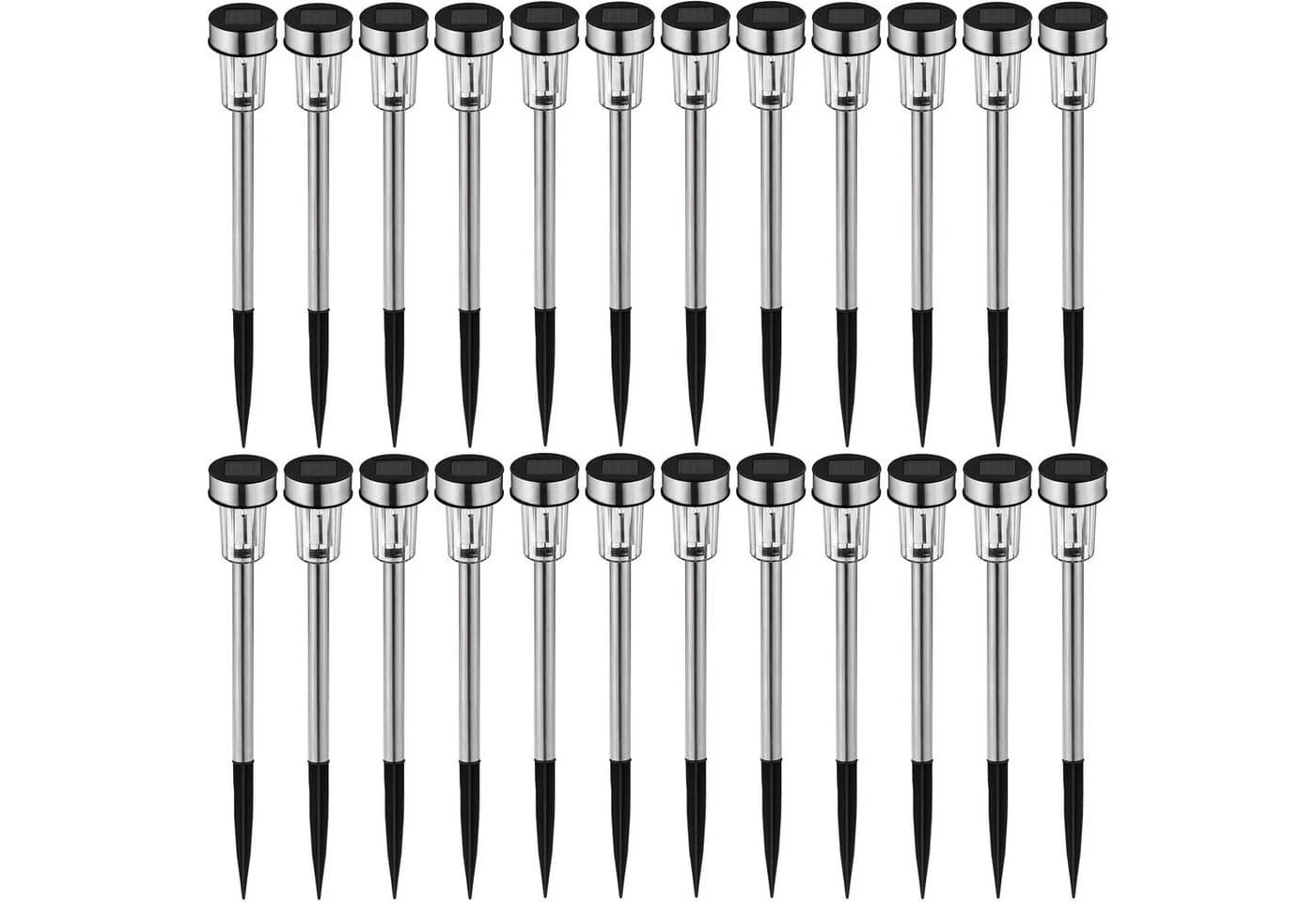 tectake LED Gartenstrahler 24-er Set Solarlampen Edelstahl Kaltweiß - Bild 2