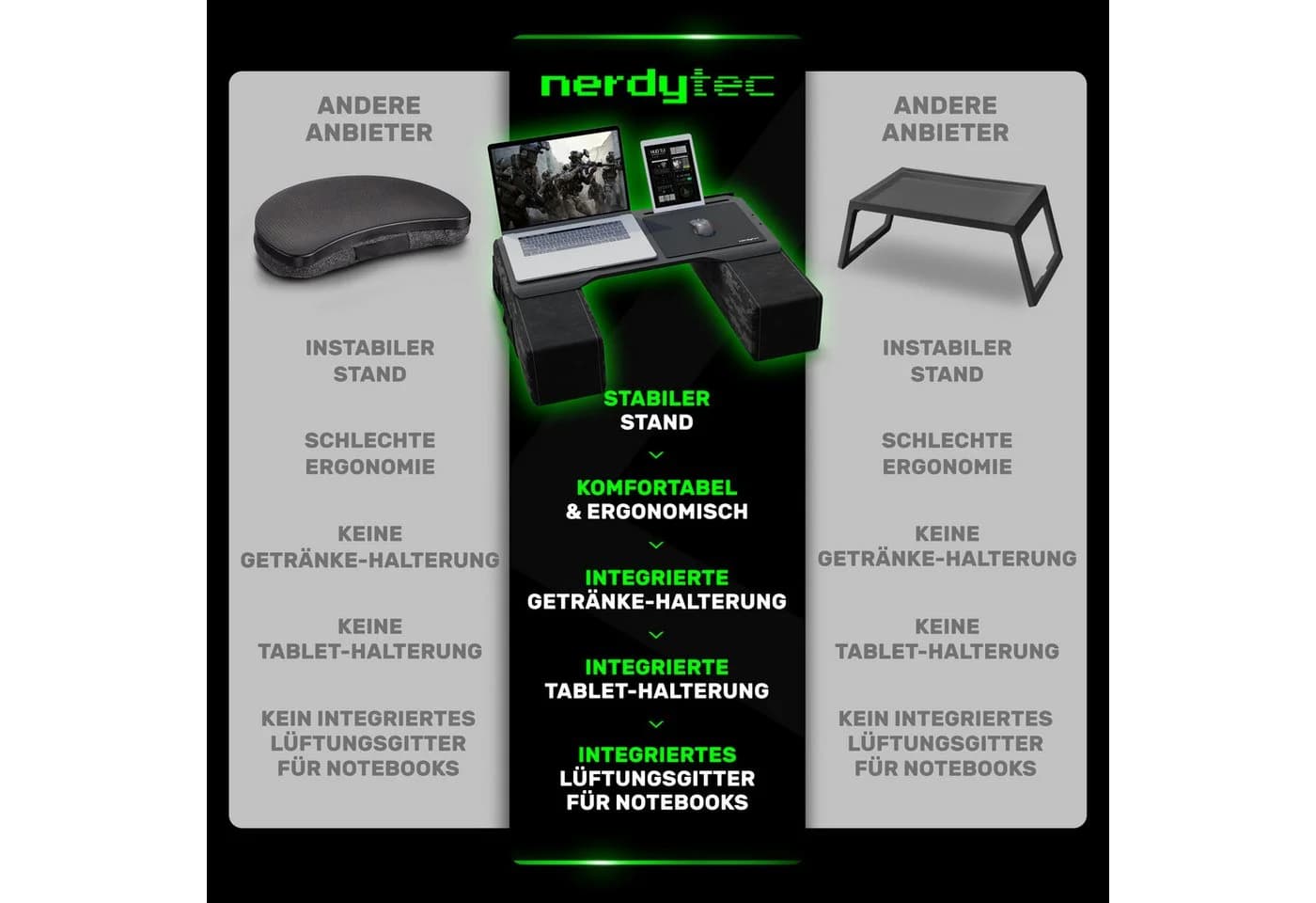COUCHMASTER Computertisch CYBOT - Ergonomischer Laptoptisch für Homeoffice und Gaming - Bild 5