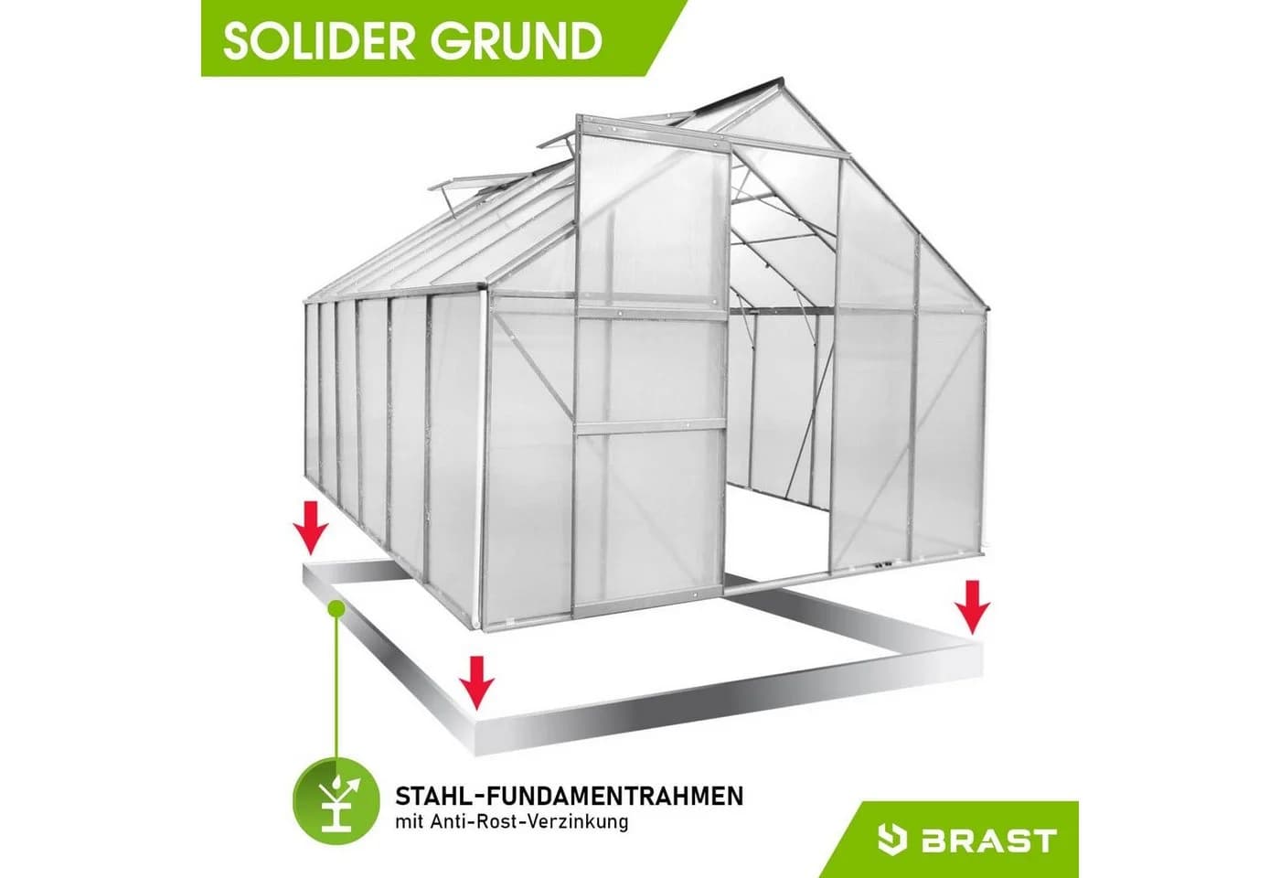 BRAST Gewächshaus Aluminium 380x250x205cm TÜV-geprüft - Bild 4