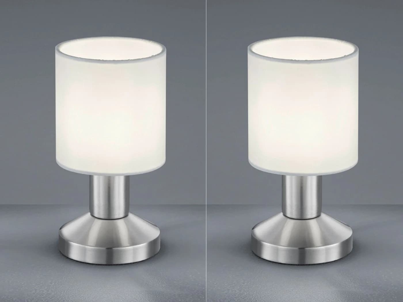 TRIO Leuchten LED Tischleuchte 2er Set Touch Silber Weiß