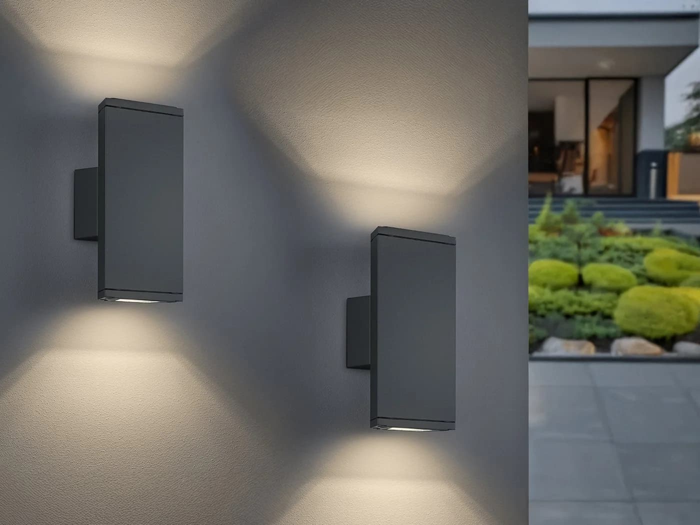 TRIO Leuchten LED Außen-Wandleuchte 2er Set Anthrazit IP54