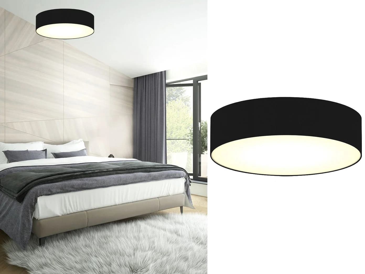 Smartwares LED Deckenleuchte Schwarz Dimmfunktion Stoffschirm