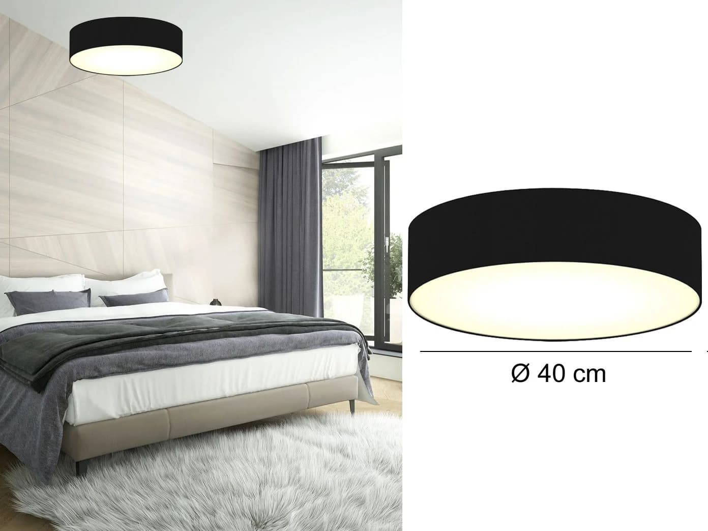 Smartwares LED Deckenleuchte Schwarz Dimmfunktion Stoffschirm - Bild 3