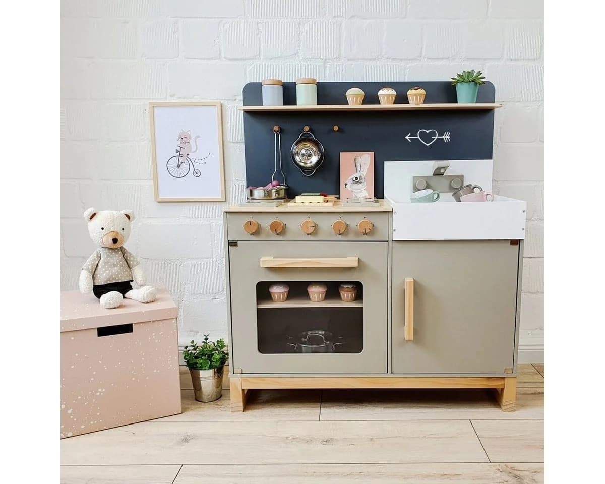 MUSTERKIND Spielküche Linum Skandinavisch Beige Grau Holz