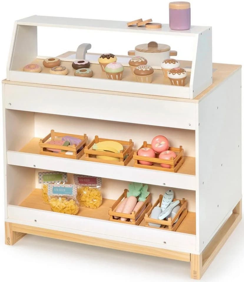 MUSTERKIND Spielküche Prunus Weiß/Natur 2-in-1 Kombi