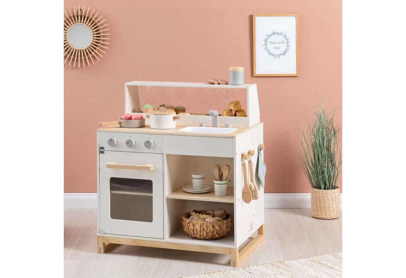 MUSTERKIND Spielküche Prunus Weiß/Natur 2-in-1 Kombi - Bild 3