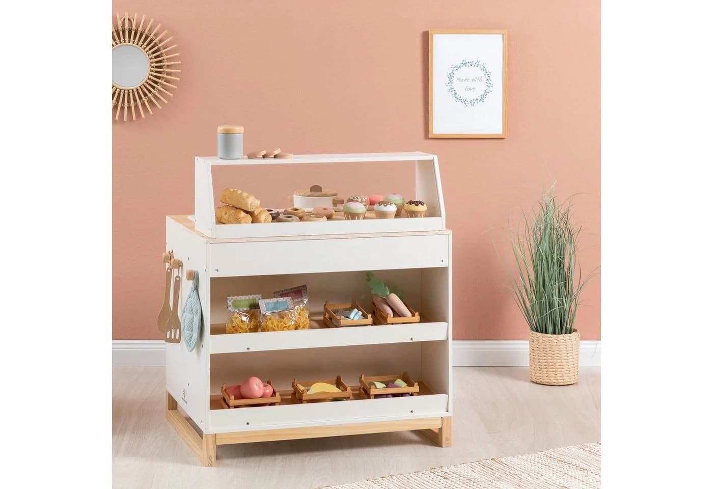 MUSTERKIND Spielküche Prunus Weiß/Natur 2-in-1 Kombi - Bild 4