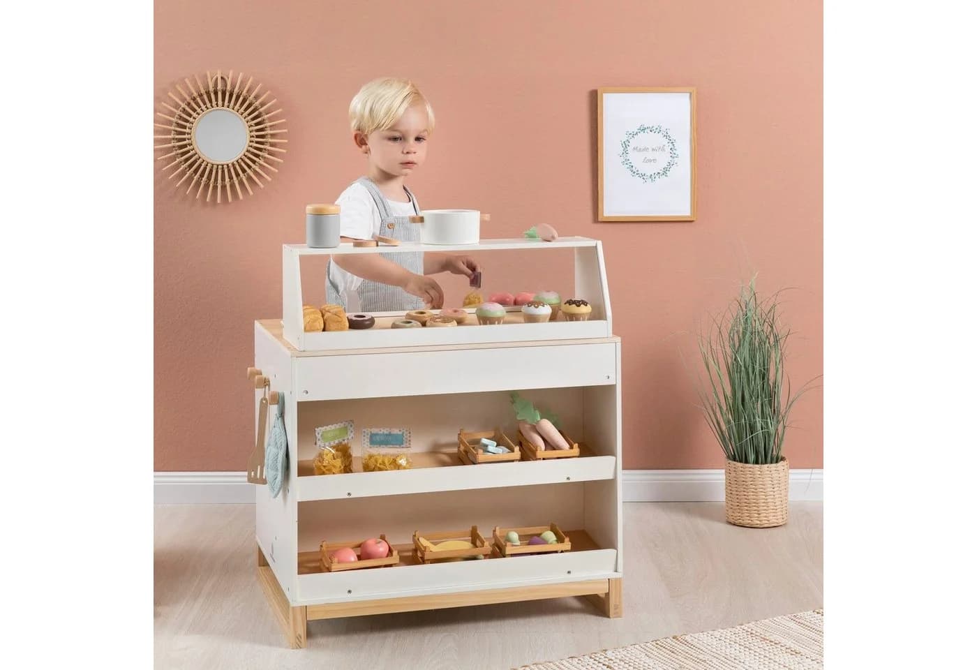 MUSTERKIND Spielküche Prunus Weiß/Natur 2-in-1 Kombi - Bild 5