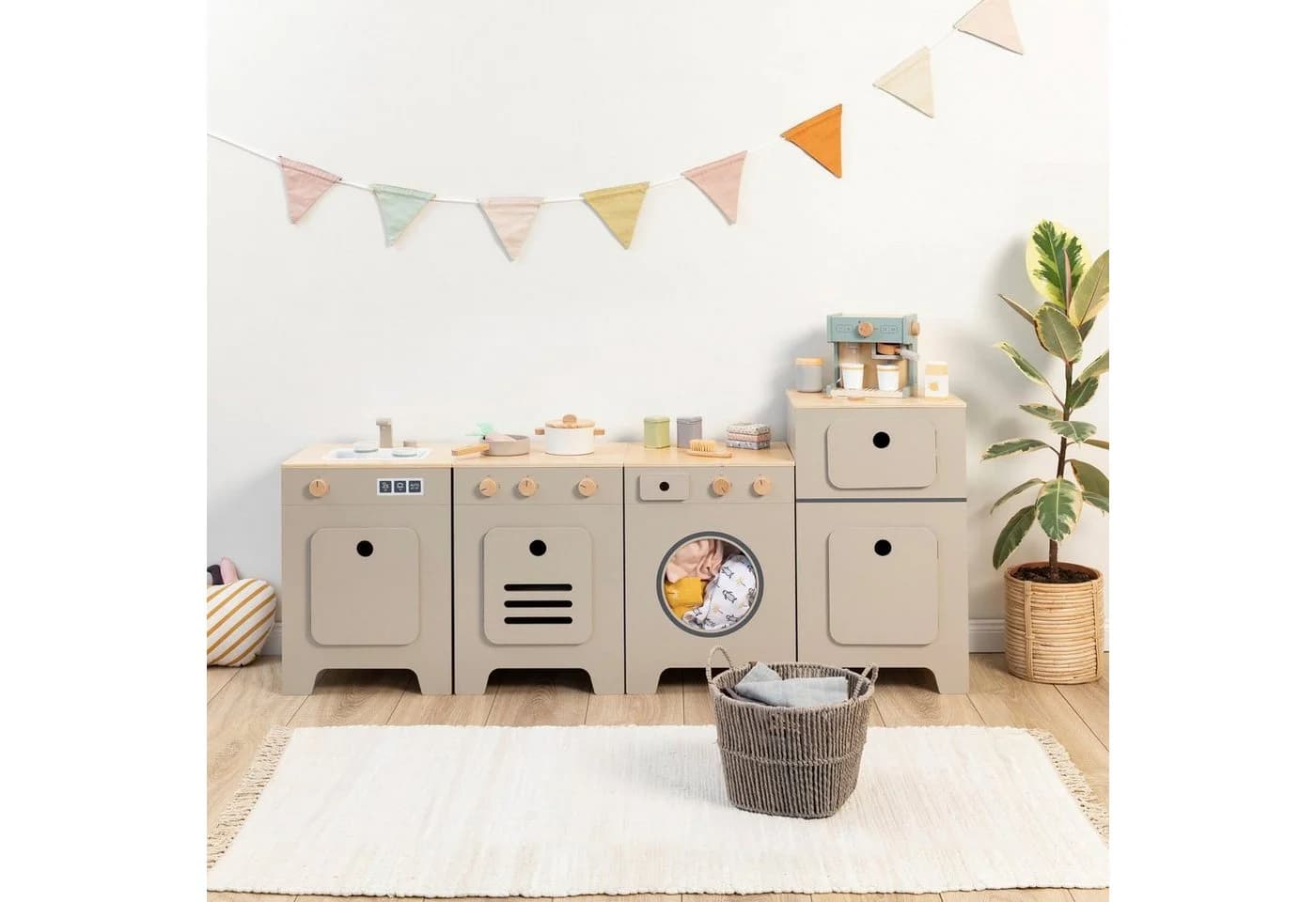 MUSTERKIND Kinder-Kühlschrank Mix & Match warmgrau/natur Holz - Bild 4