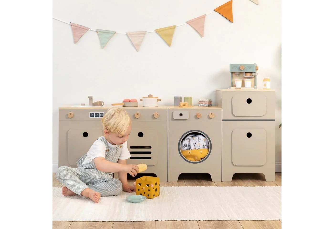MUSTERKIND Kinder-Kühlschrank Mix & Match warmgrau/natur Holz - Bild 5