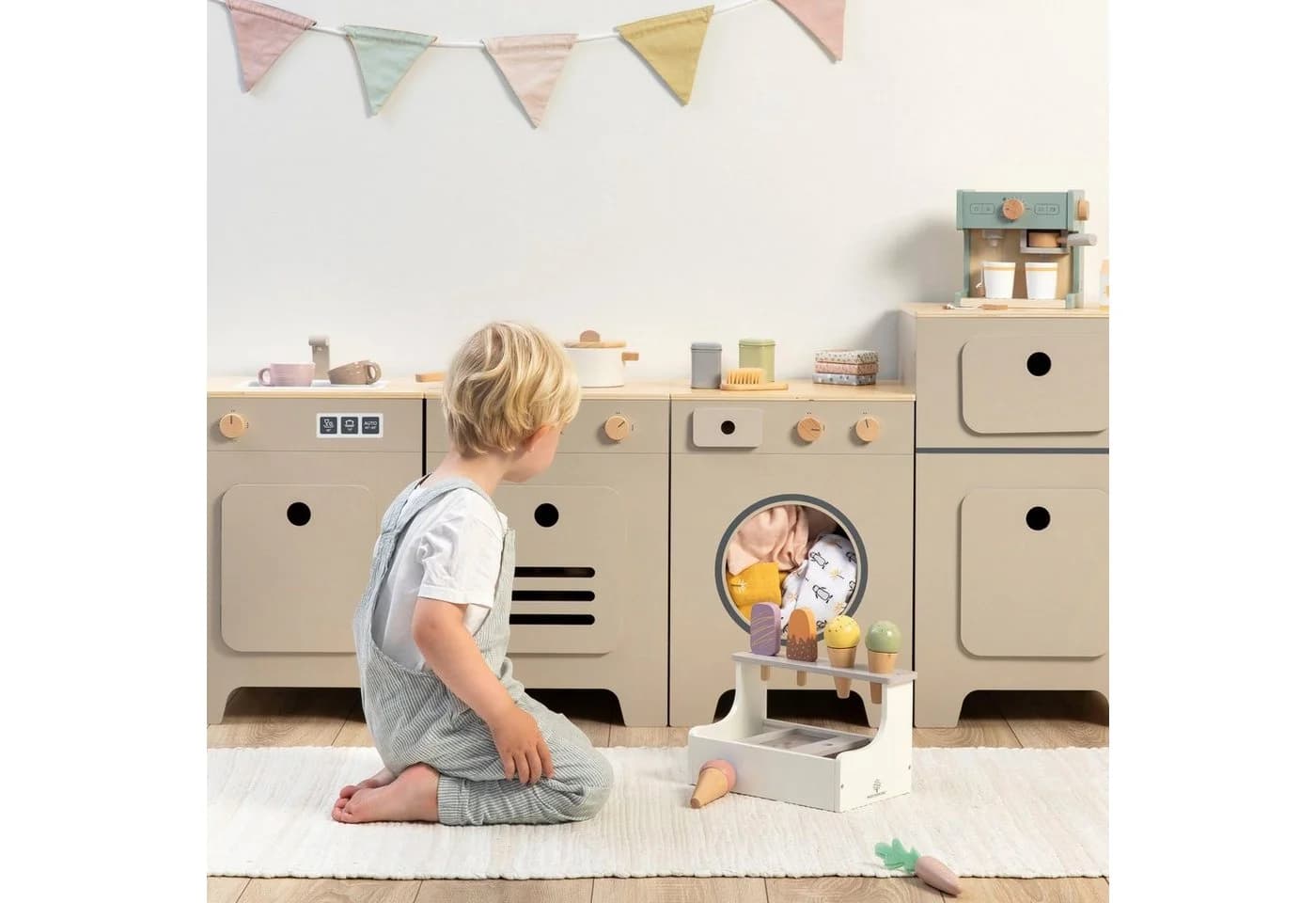 MUSTERKIND Kinder-Waschmaschine Mix & Match warmgrau/natur Holz - Bild 5