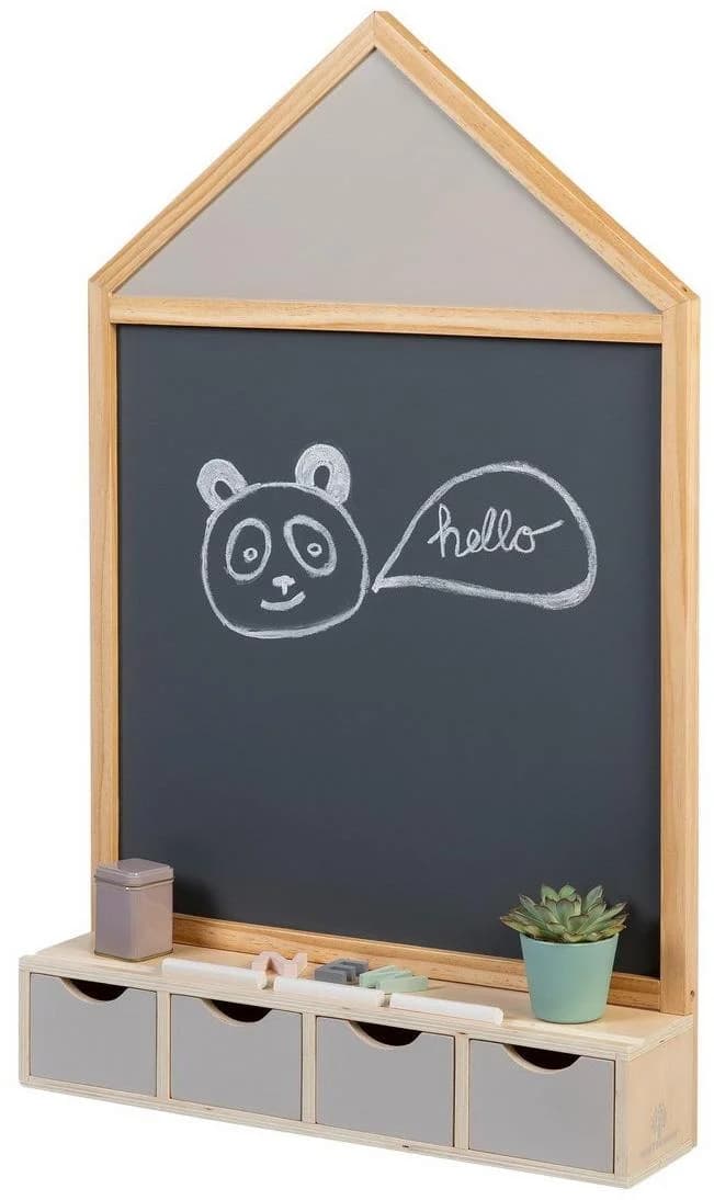 MUSTERKIND® Wandtafel Juncus Natur/Warmgrau Kreidetafel
