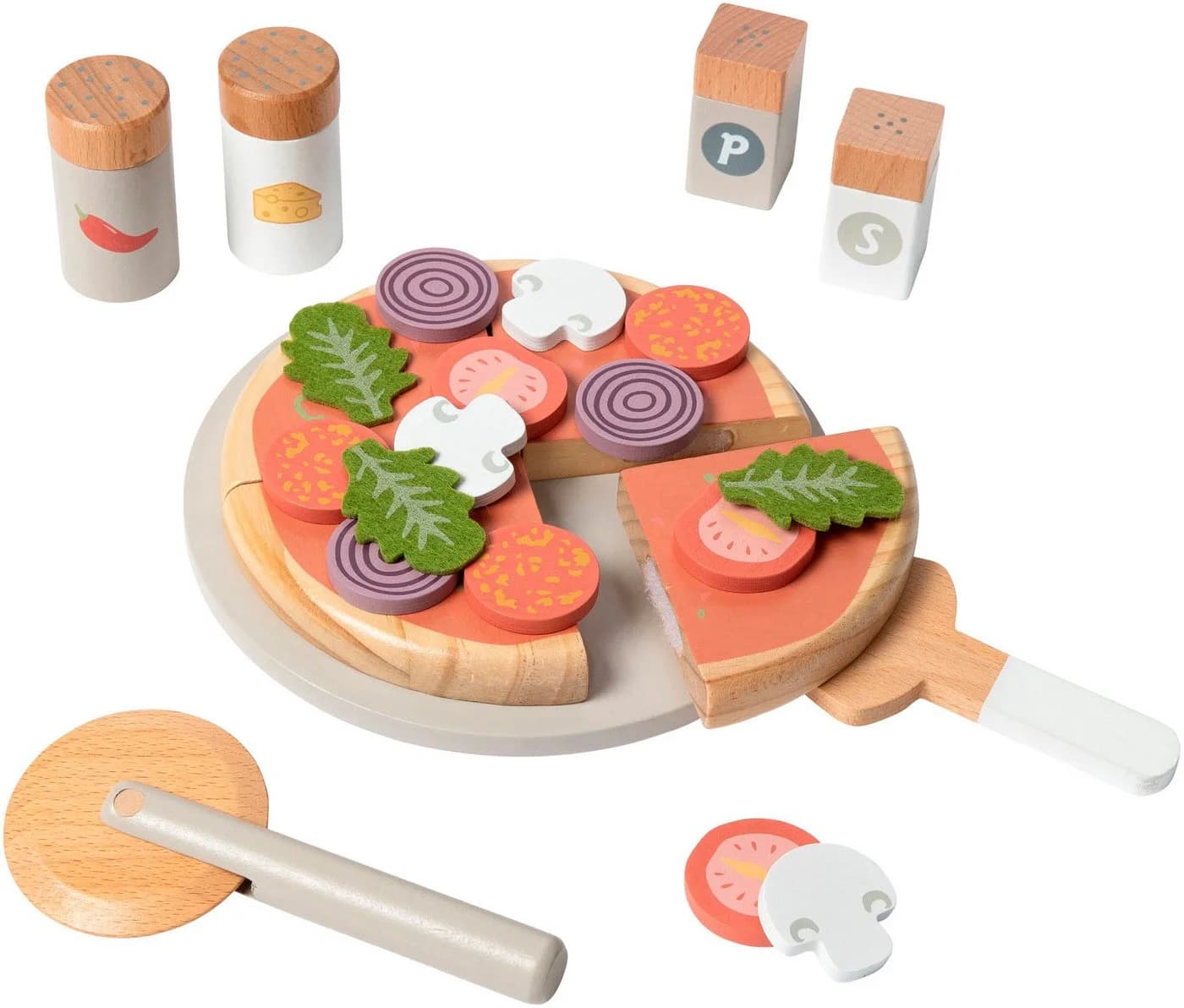 MUSTERKIND® Spiellebensmittel Pizza-Set Bunt Holz - Bild 2