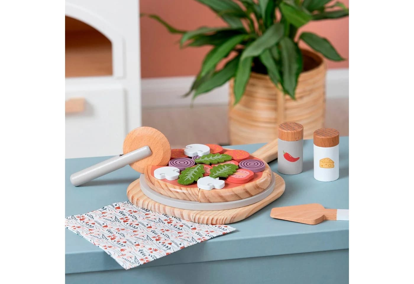 MUSTERKIND® Spiellebensmittel Pizza-Set Bunt Holz - Bild 3