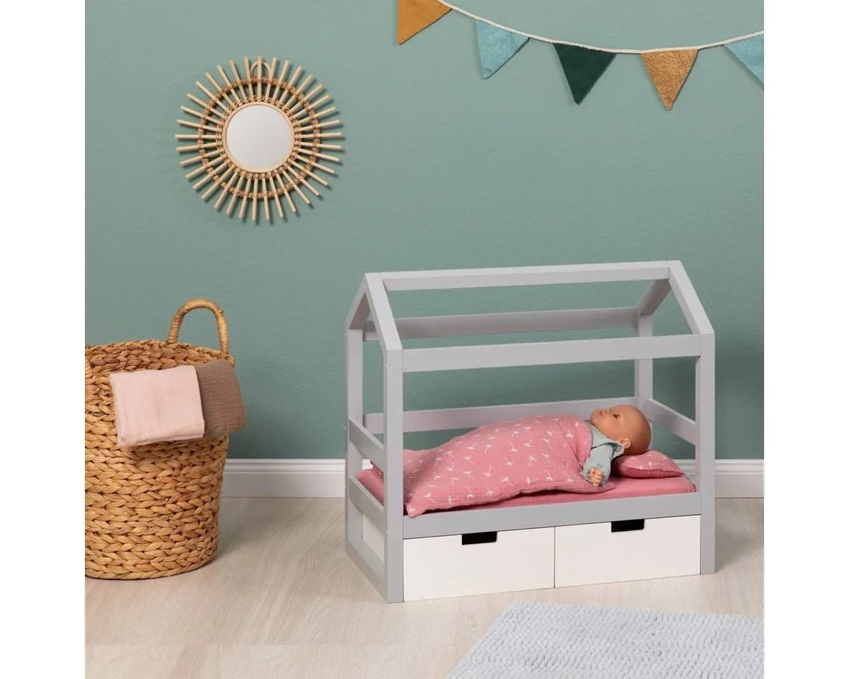 MUSTERKIND® Puppenbett Viola, grau/weiß, aus Holz - Bild 3